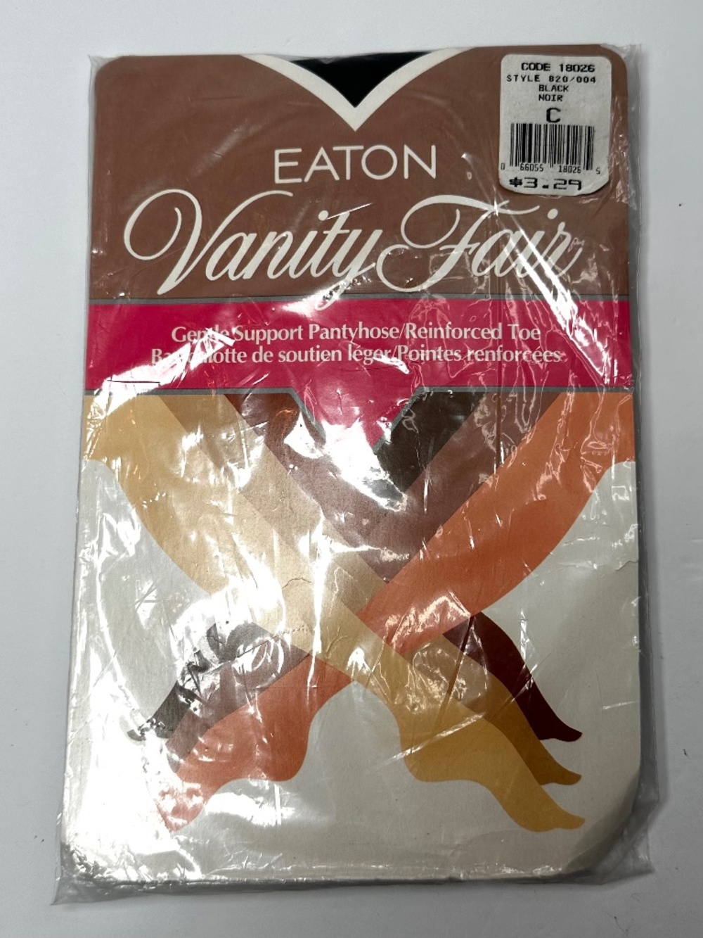 Vintage Eaton Vanity Fair Black Pantyhose Size C Made in Canada NOS